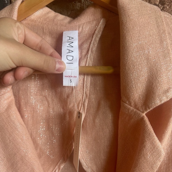 Anthropologie AMADI "KAYE" Linen Blend BLAZER NWT - Blush Salmon - Picture 6 of 8
